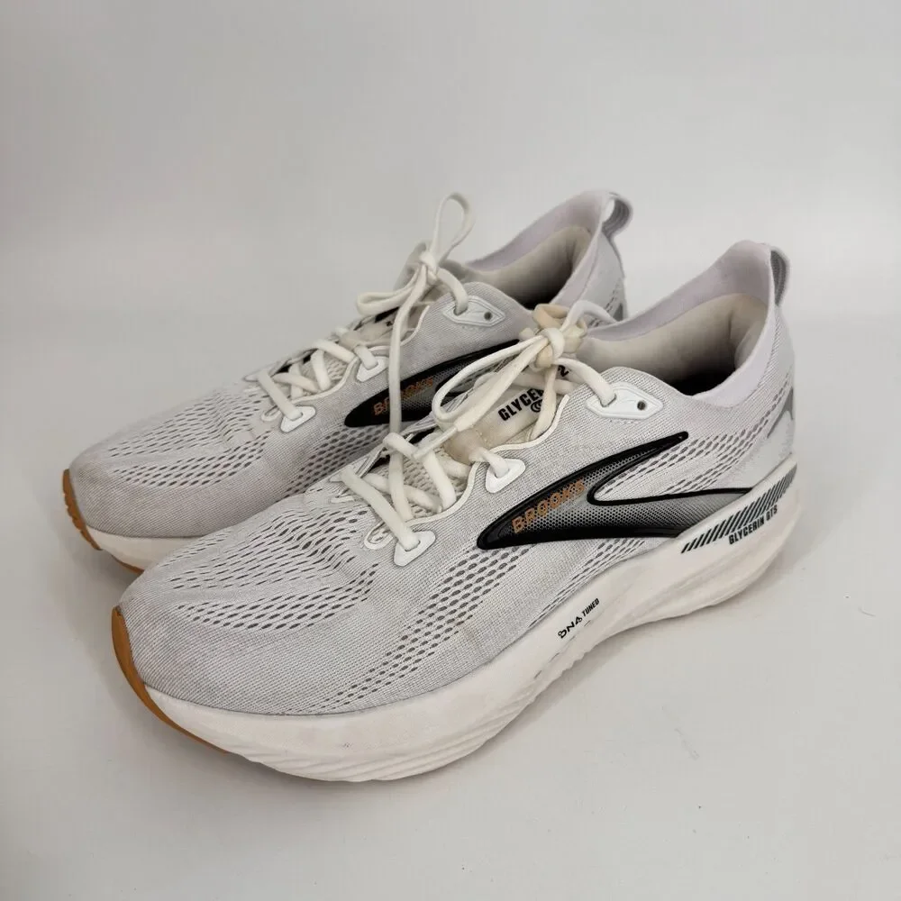 Brooks Mens Running Shoes Glycerin GTS 22 Size 12B White Outdoor Sports Tennis